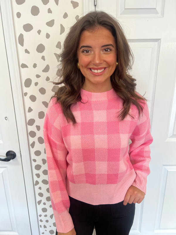 Bubble Gum Check Sweater