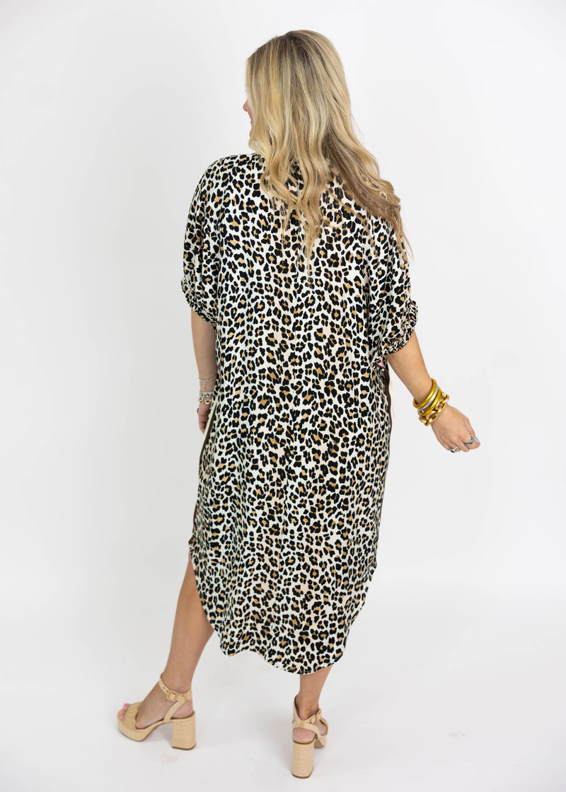 Leopard and Pink Midi Dress