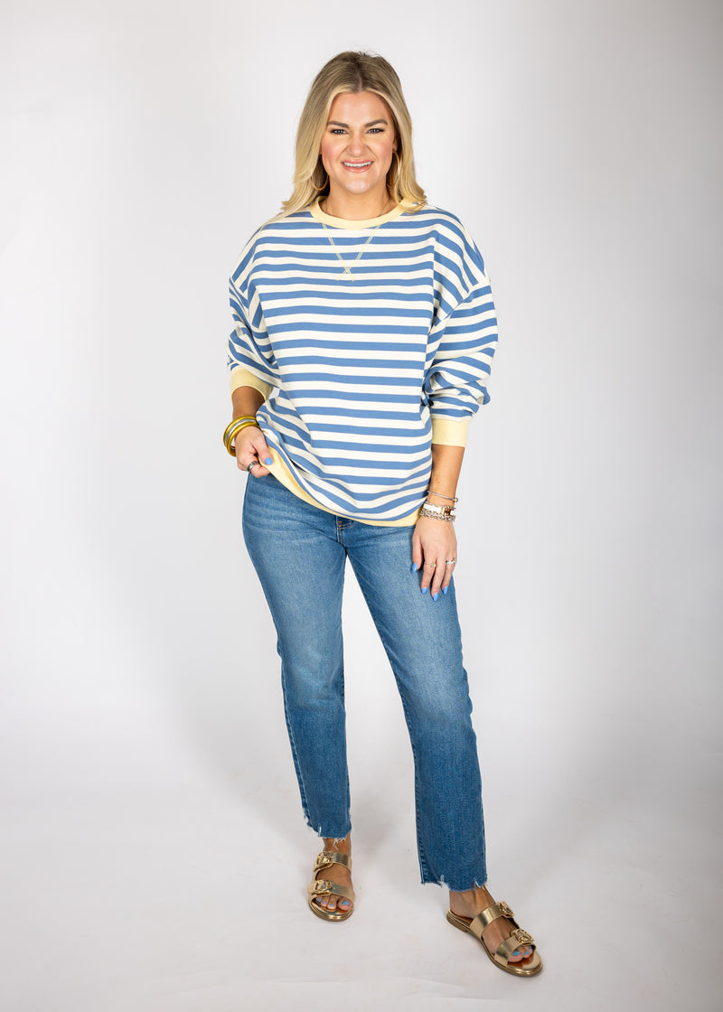 Blue/Yellow Stripe Pullover Top