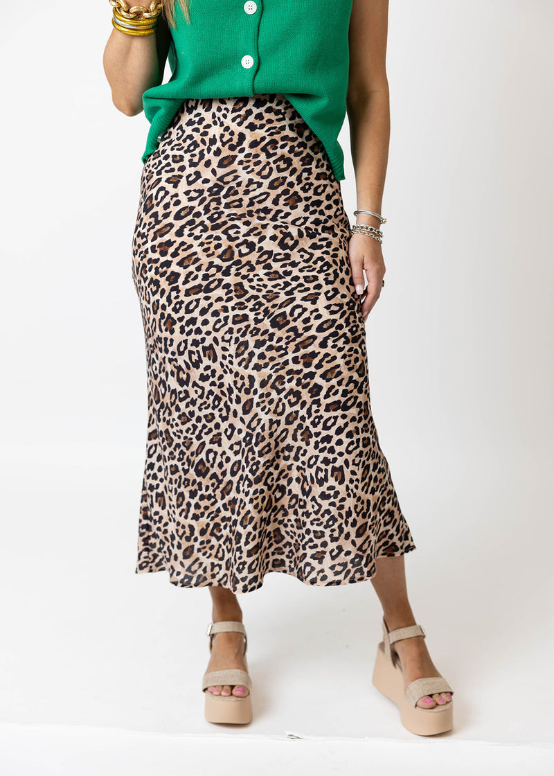 Leopard Print Midi Skirt