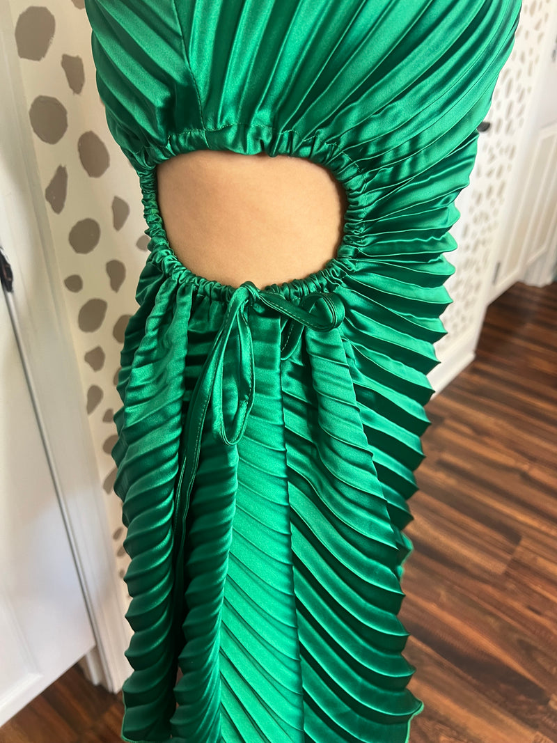 Emerald Pleat Mini Dress