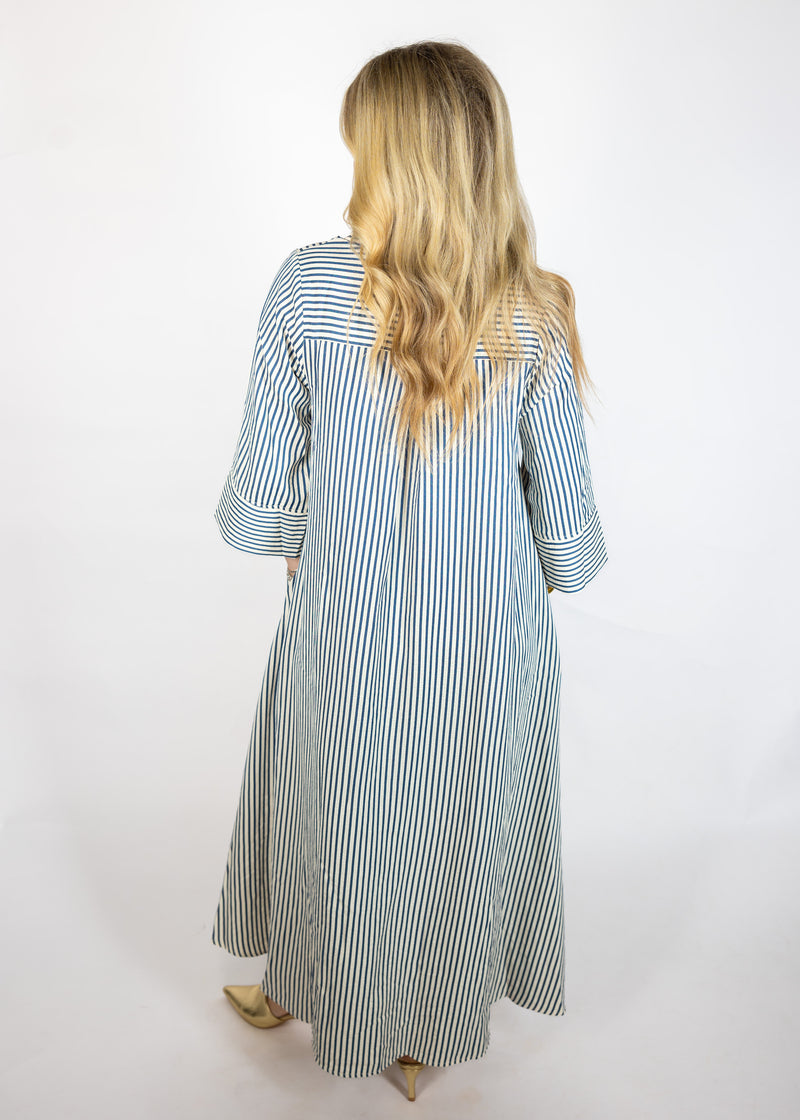 Indigo Striped Oversized Maxi Dress