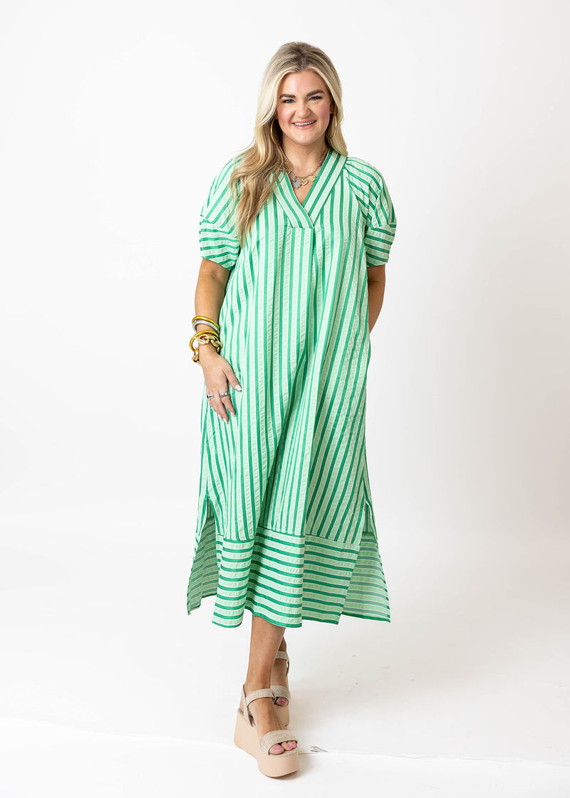 Green Stripe Midi Dress