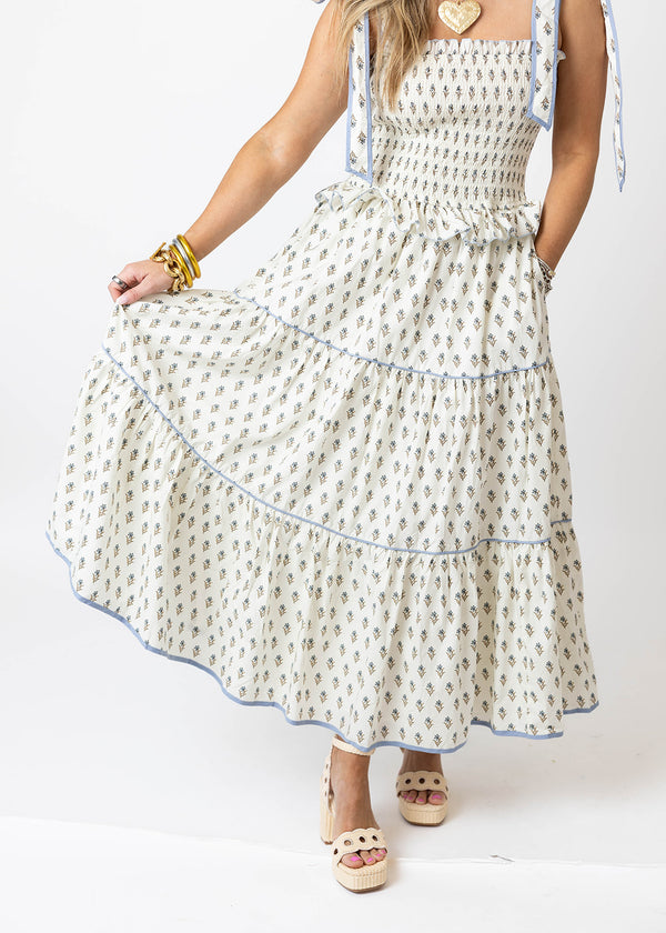 Coastal Smocked Midi Dress