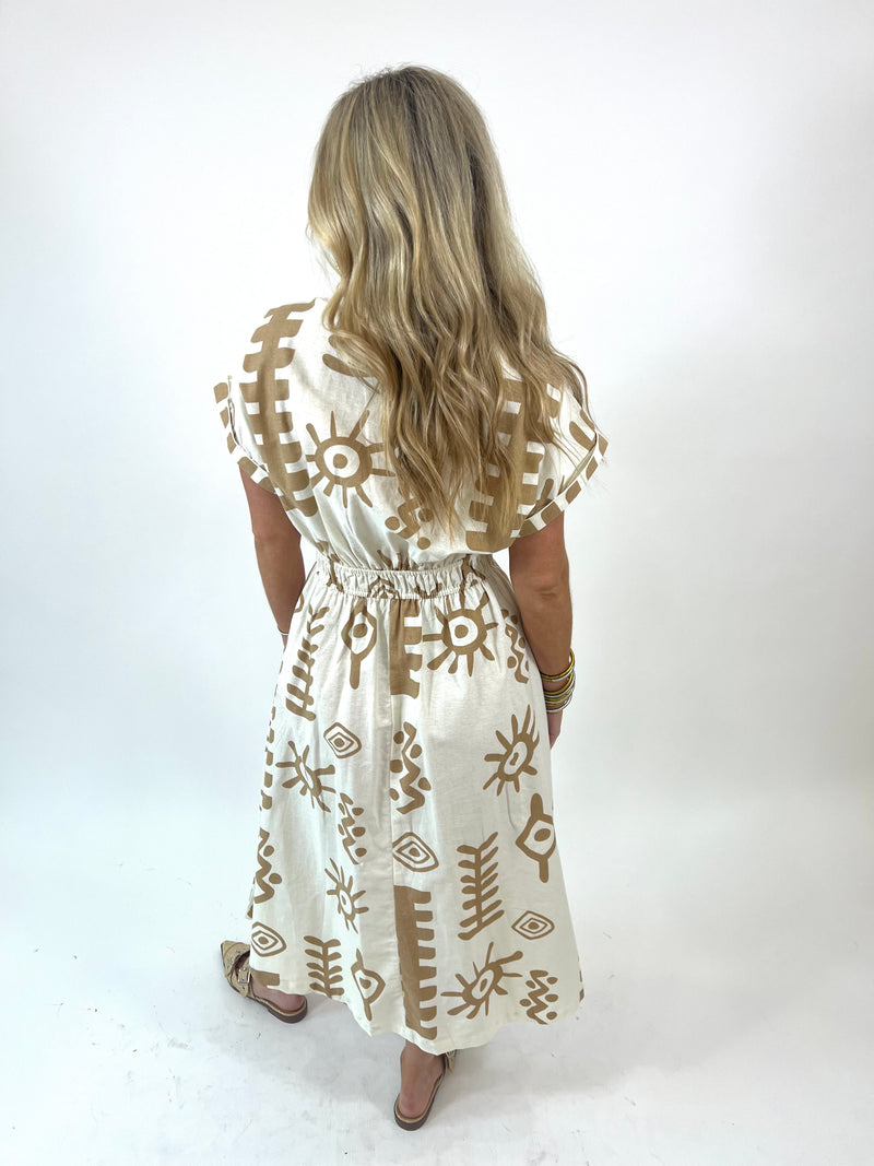 Neutral Aztec Midi Dress