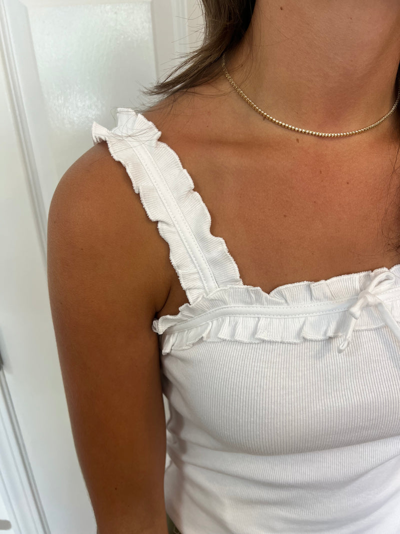 White Ruffle Tank