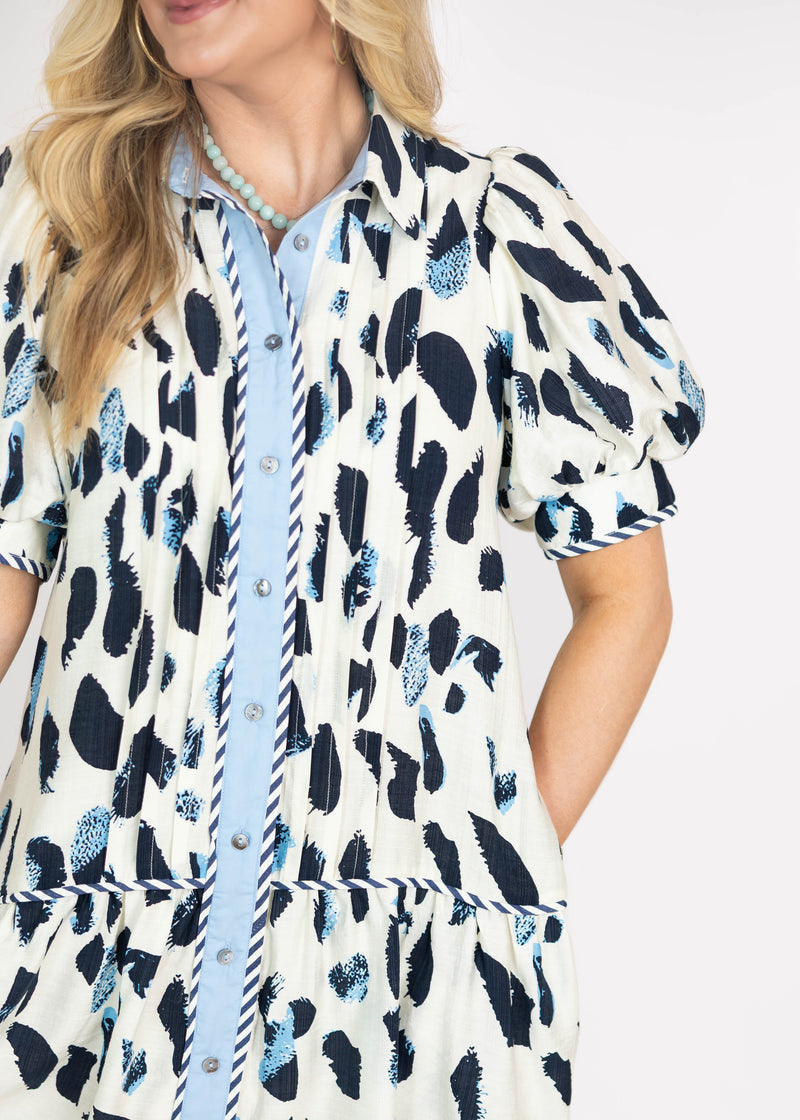 Navy Spot Mini Dress