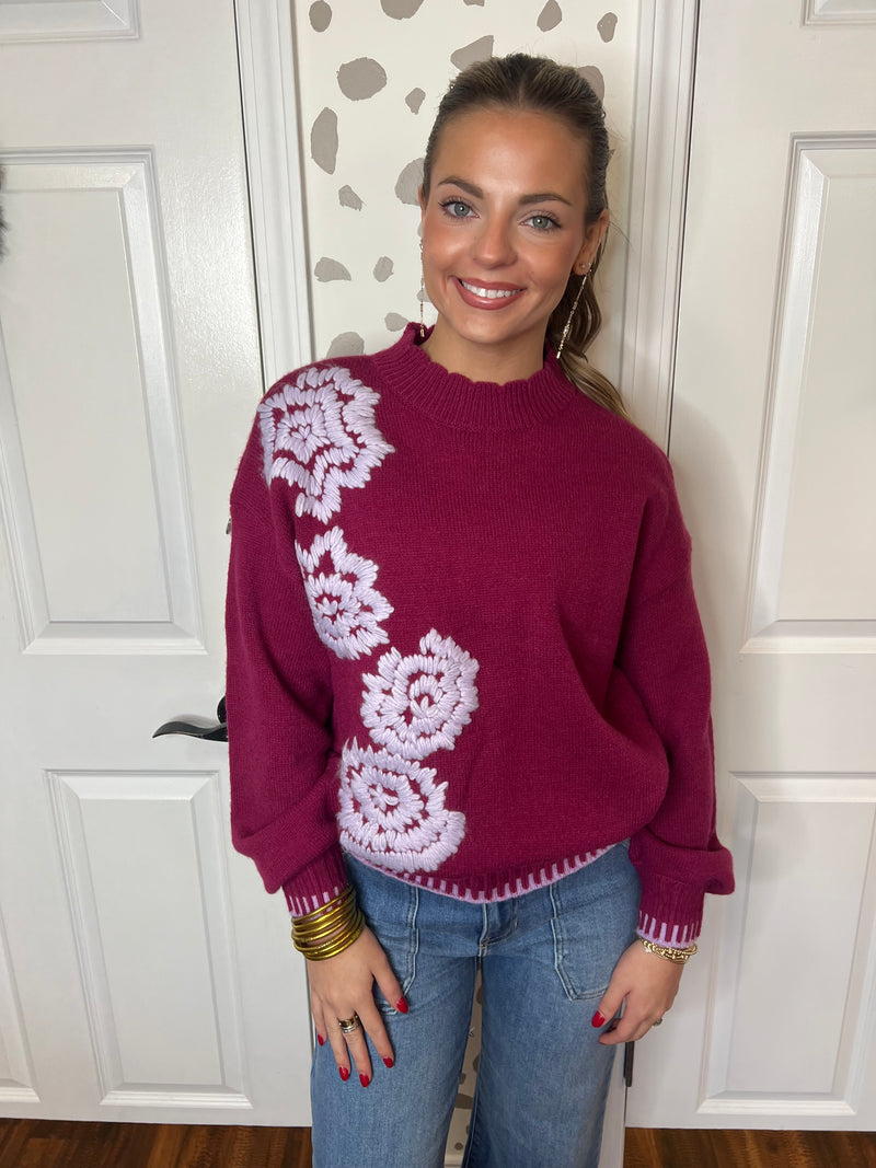 Magenta and Lavender Sweater