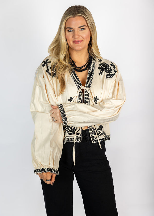 Ecru Floral Patch Shacket