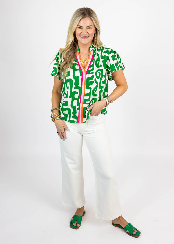 Green Geo Spot Top
