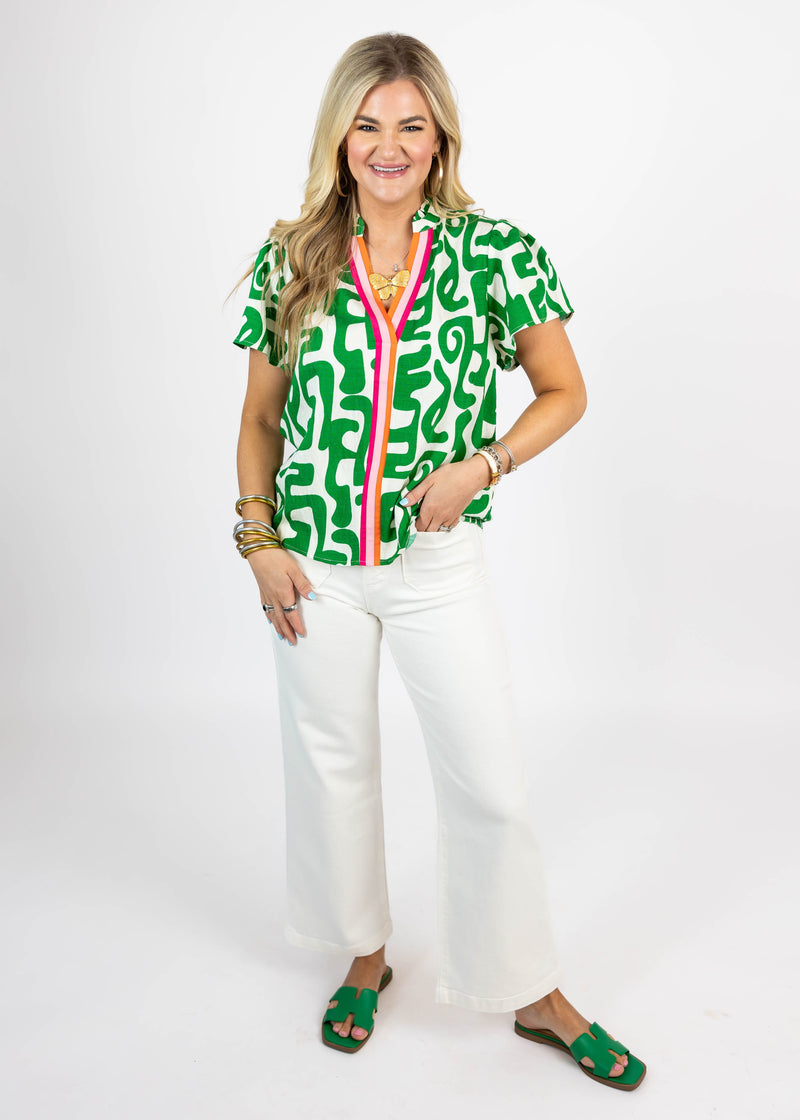 Green Geo Spot Top