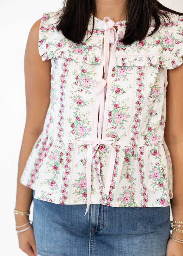 Pastel Pink Front Tie Vest