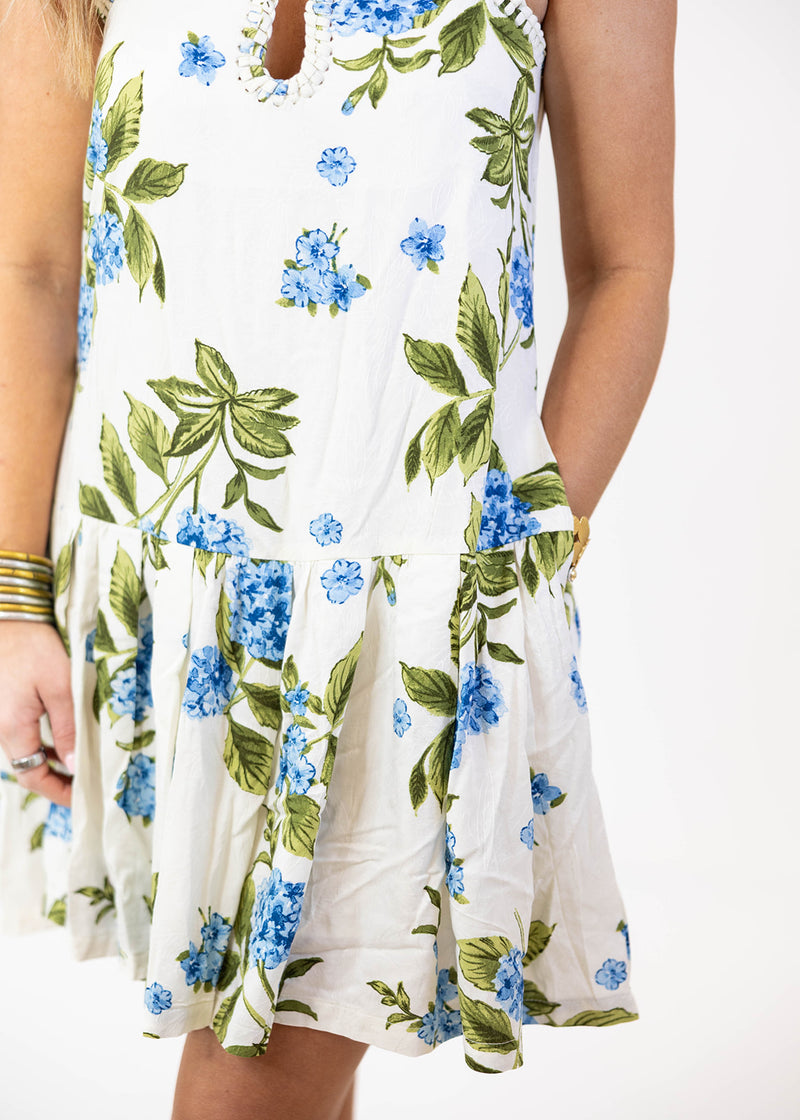 Bouquet Blue Mini Dress