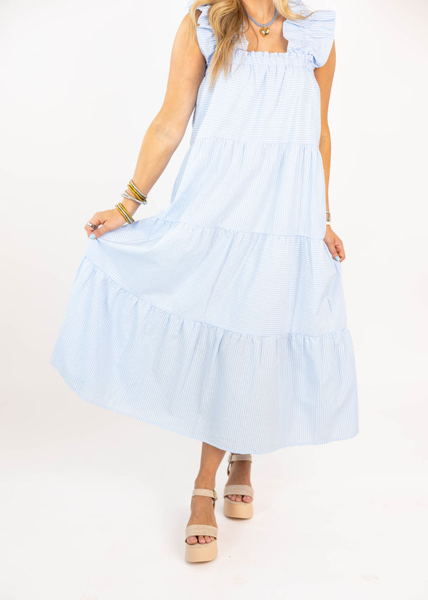 Seersucker Blue Midi/Maxi Dress