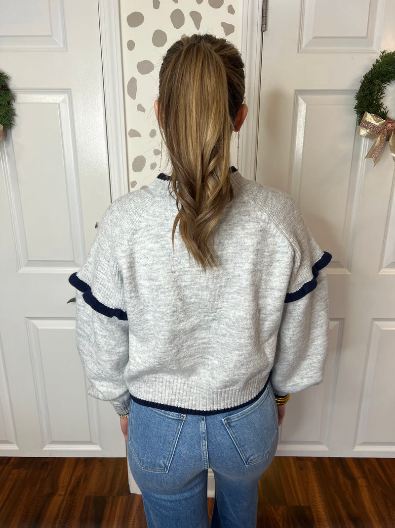 Grey/Navy Drop Shoulder Sweater