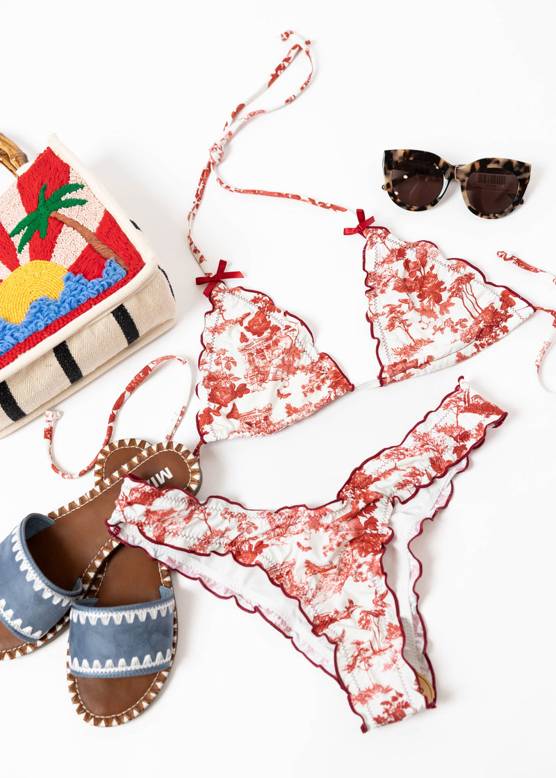 Wave Catcher Bikini Set: Red Flower