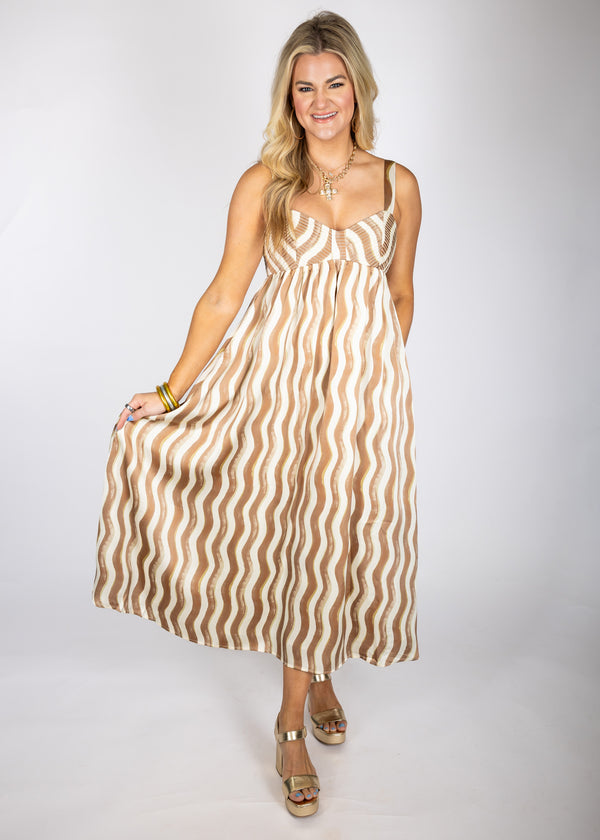 Wavy Stripe Midi Dress