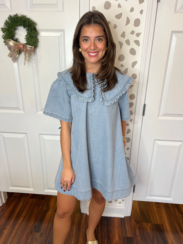 Peter Pan Collar Denim Dress