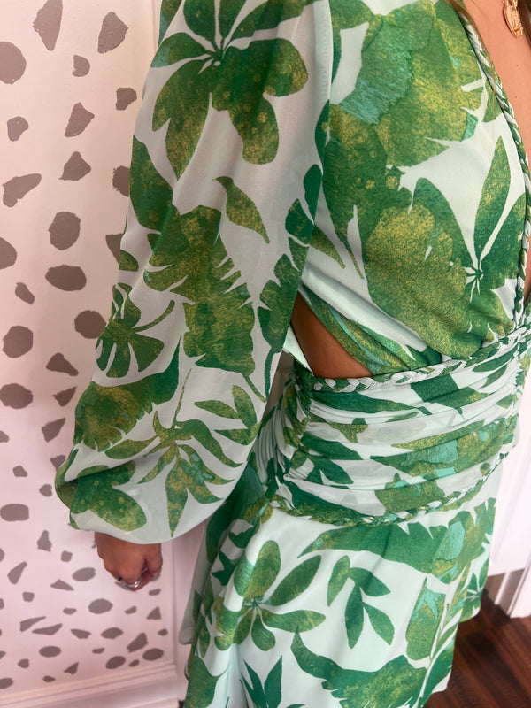 Tropical Leaf Mini Dress