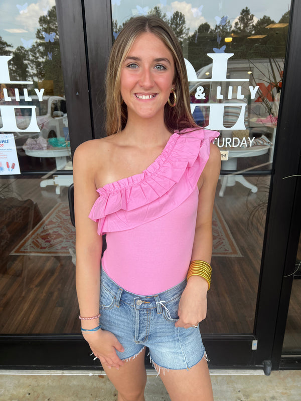 Pink Ruffle Bodysuit