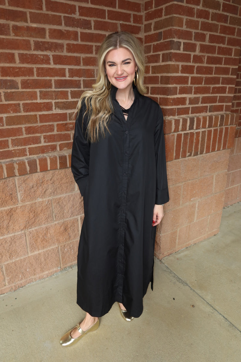 Bold Black Button-down  Dress