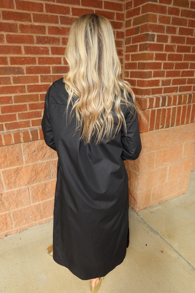 Bold Black Button-down  Dress