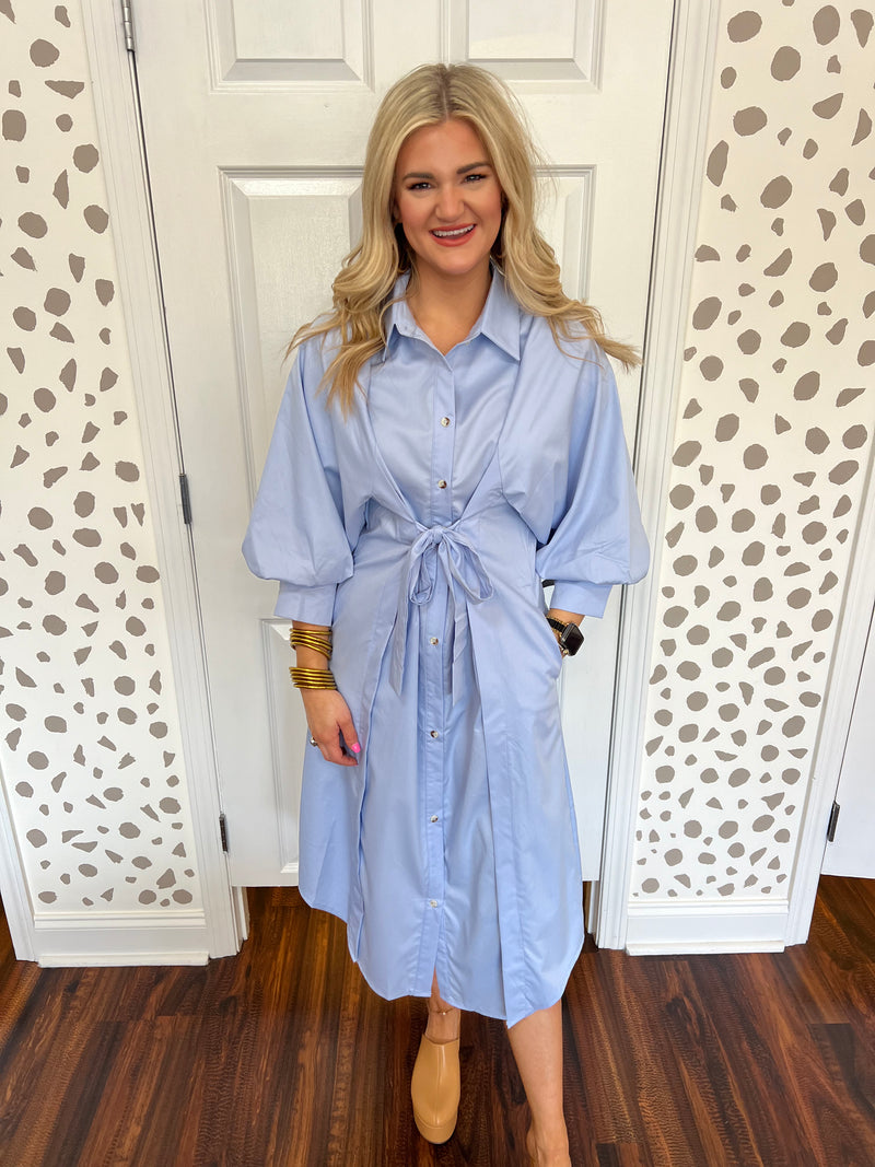 Chambray Bow Midi Dress