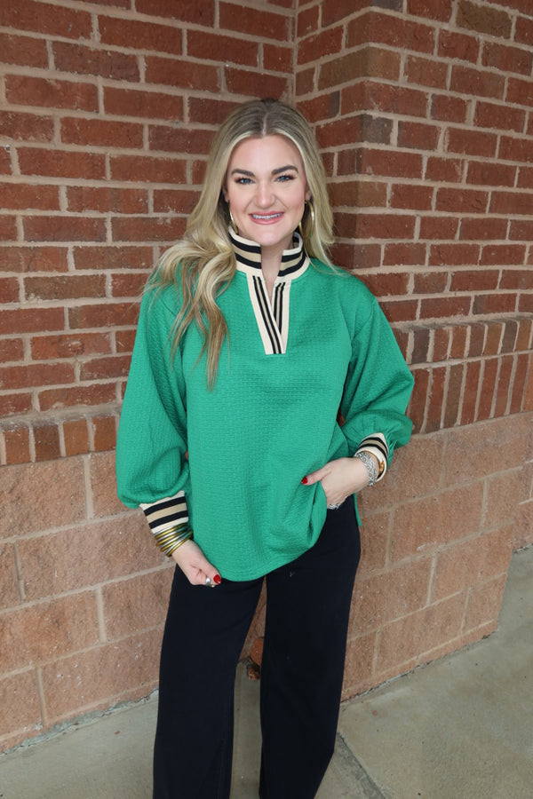 Kelly Green Textured Top