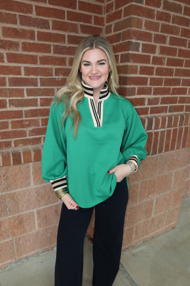 Kelly Green Textured Top