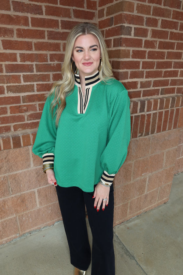 Kelly Green Textured Top