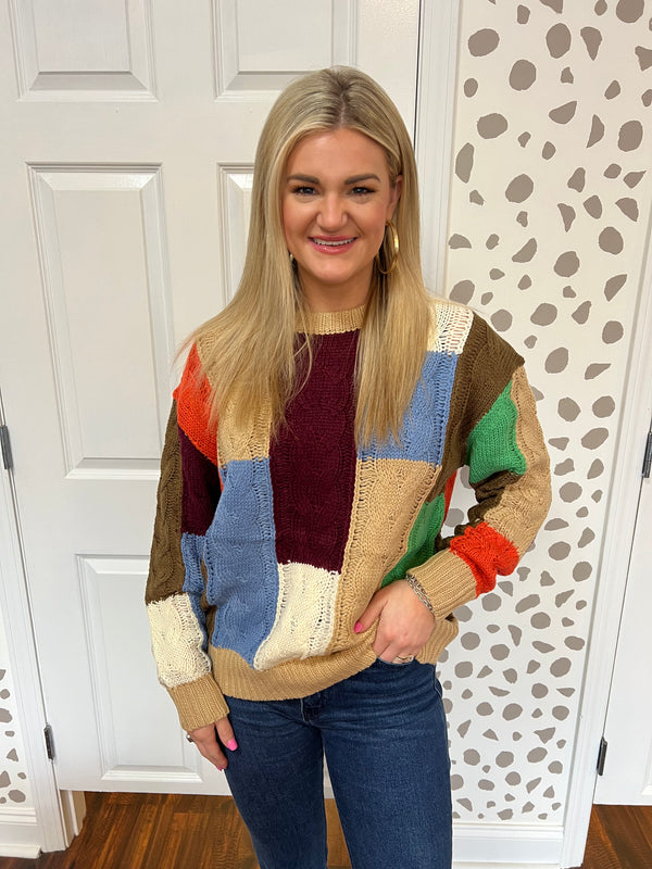Muted Check Boxy Sweater