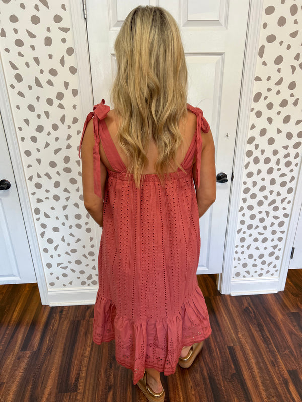 Cinnamon Eyelet Shift Dress