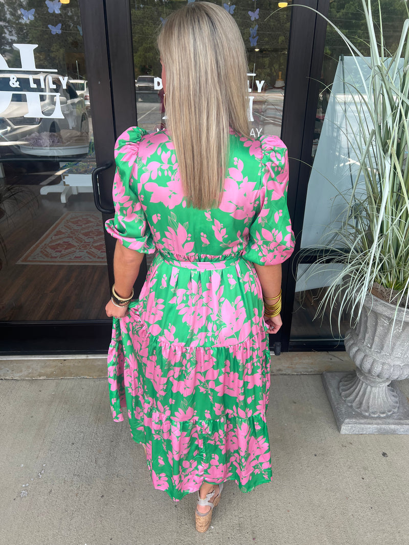 Pink/Green Floral Dress