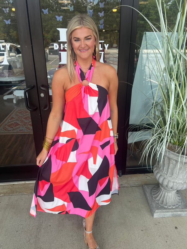 Silver Ring Halter Dress