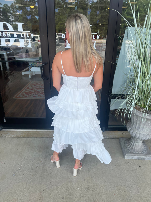 White Tiered Ruffle Dress