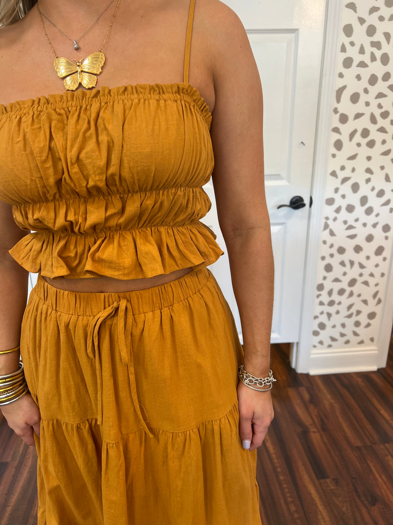 Camel Tube Top & Skirt Set