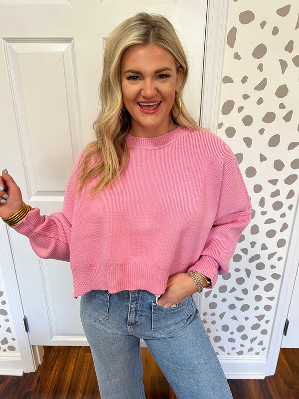 Candy Pink Cropped Sweater