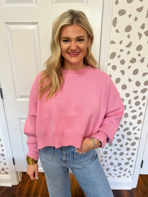 Candy Pink Cropped Sweater