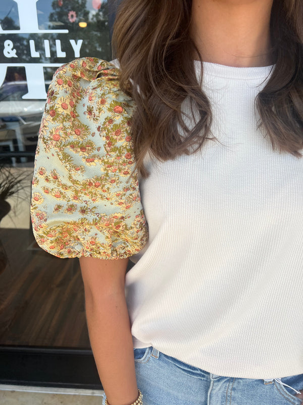 Detail Sleeve Cream Top