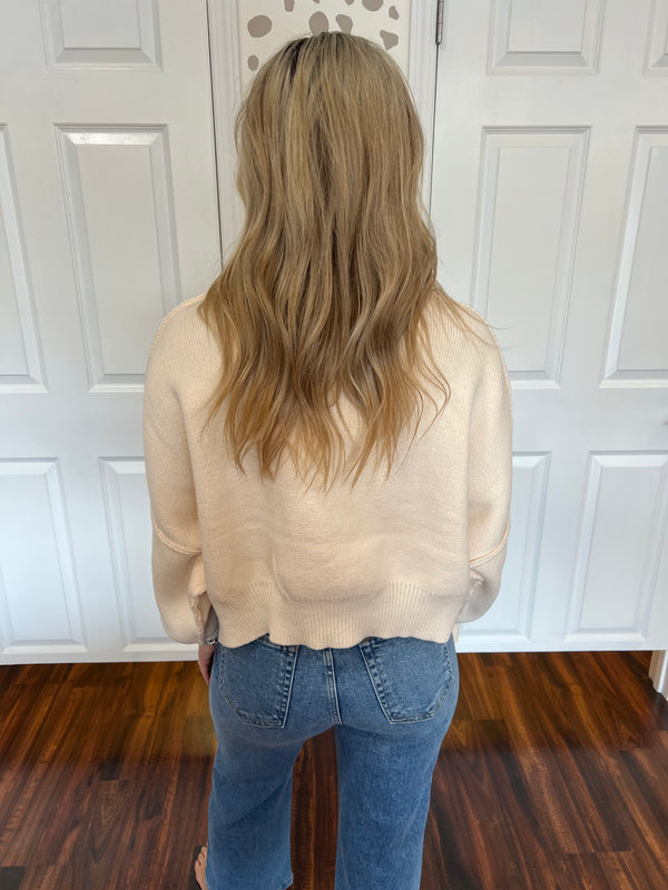 Casual Cream Cropped Sweater