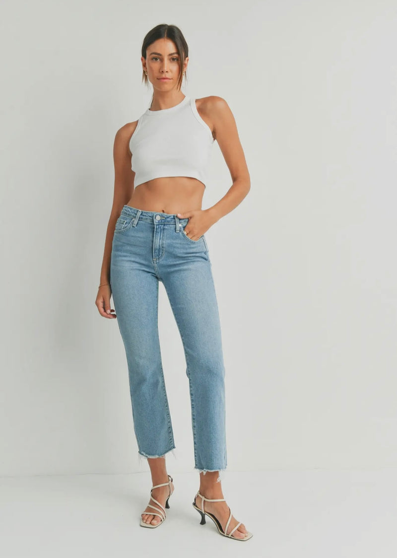 Vintage Cropped Flare Jeans: Light Denim