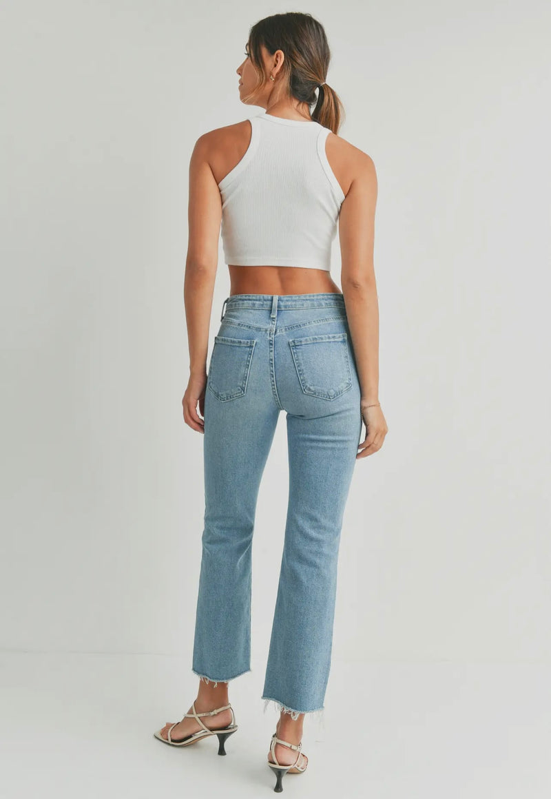 Vintage Cropped Flare Jeans: Light Denim