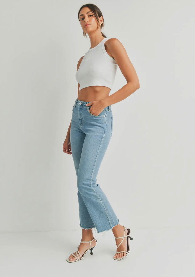 Vintage Cropped Flare Jeans: Light Denim