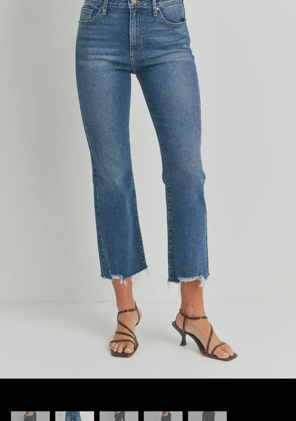 Vintage Crop Flare Jeans: Dark Denim