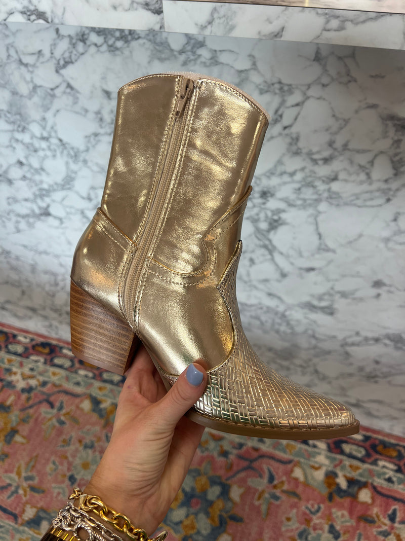 BAMBI Gold Western Booties