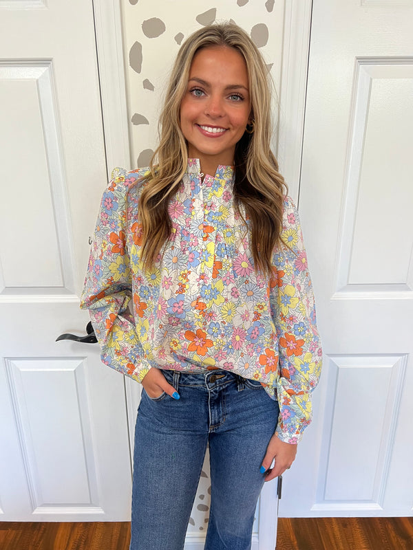 Pastel Floral Print Blouse