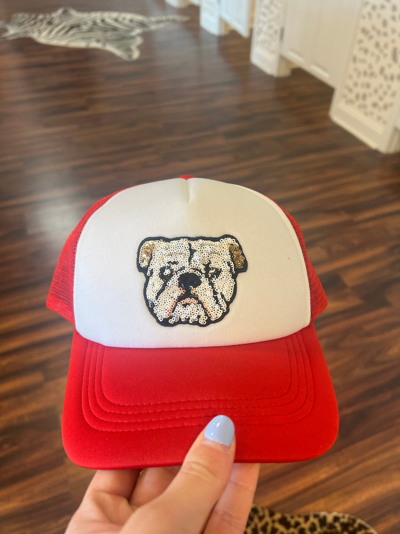 Sequin Bulldog Trucker Hat