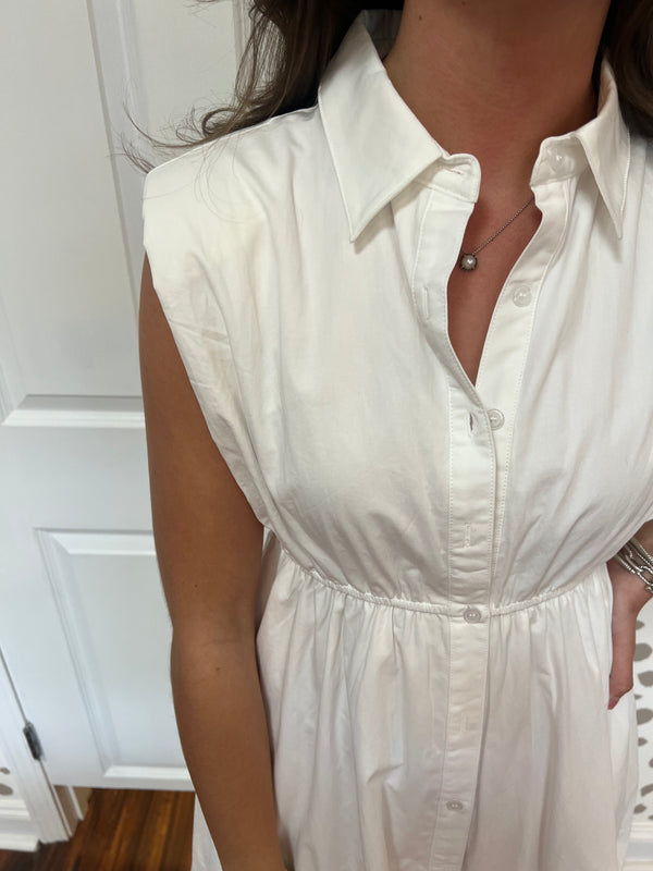 Straight Laced White Midi Dress