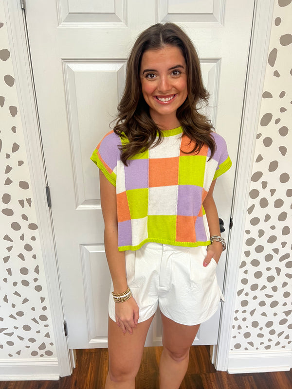 Lime & Lilac Short Sleeve Sweater