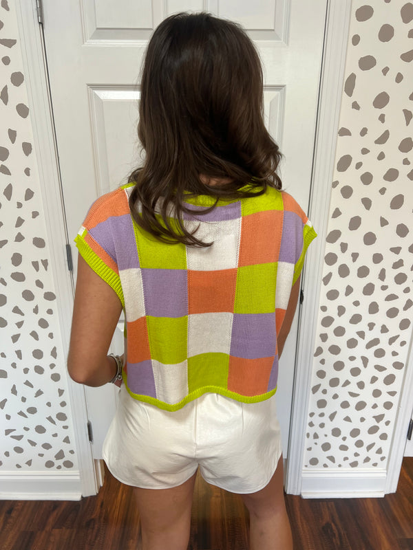 Lime & Lilac Short Sleeve Sweater